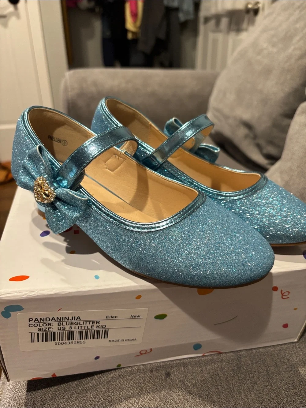 Pandaninja Blue Glitter Kids Shoes